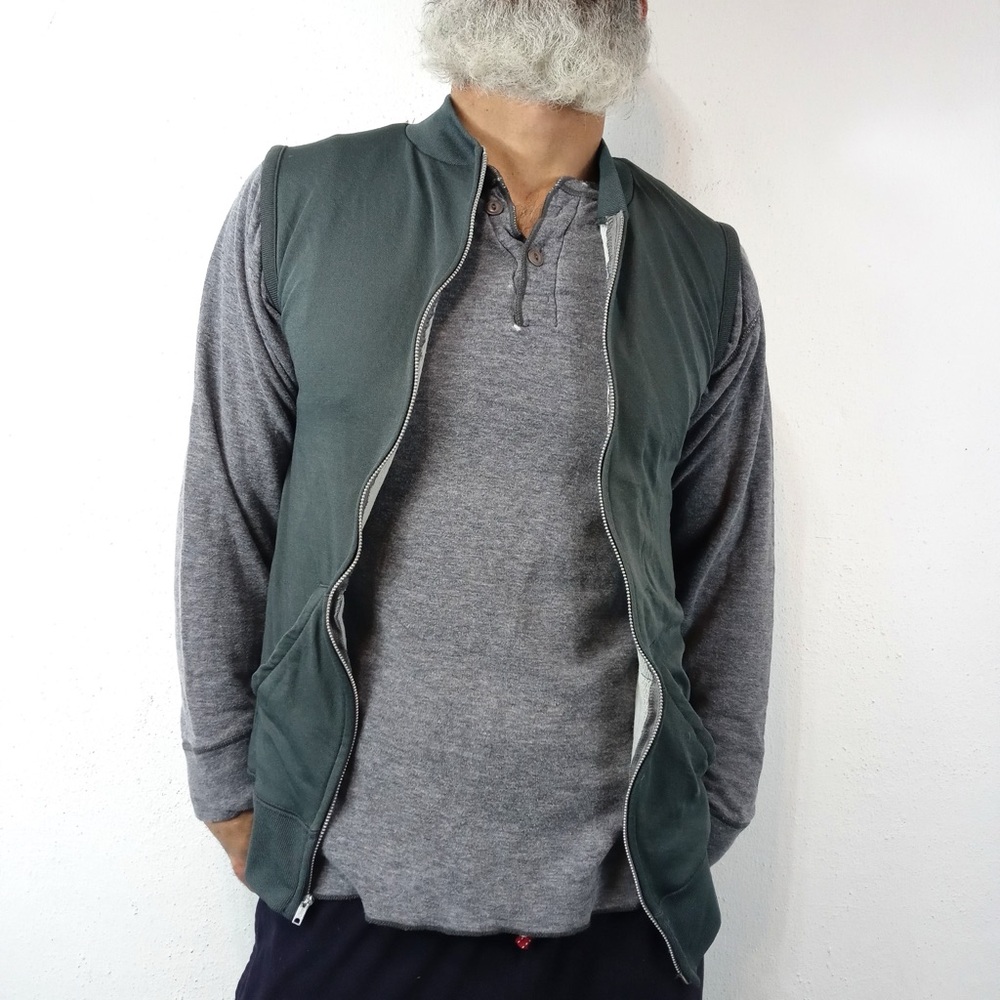 VTG 70s Sears Fileldmaster Green Thermal Zip Front Layering Vest Size Large